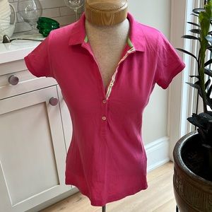 VGuC Lily Pulitzer pink cap sleeve activewear polo shirt